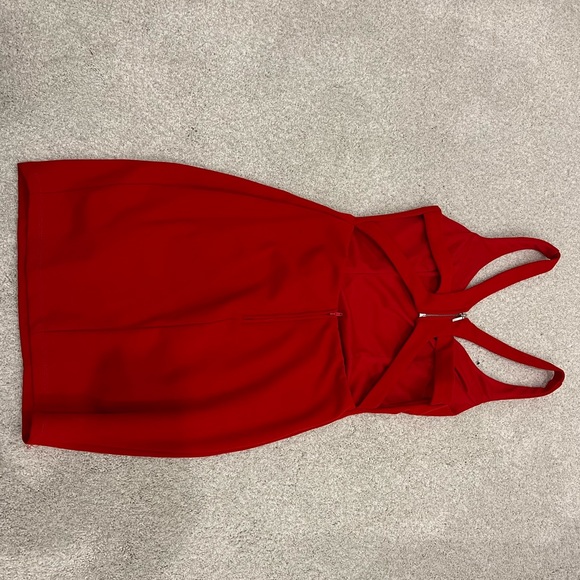 RED MIDI COCKTAIL DRESS - Picture 4 of 10